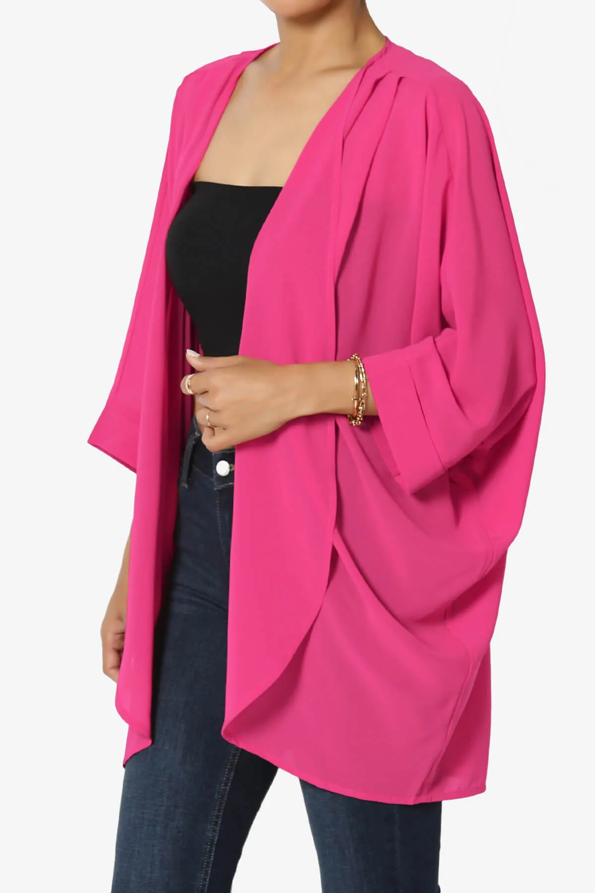 Blivia Pleated Kimono Chiffon Cardigan