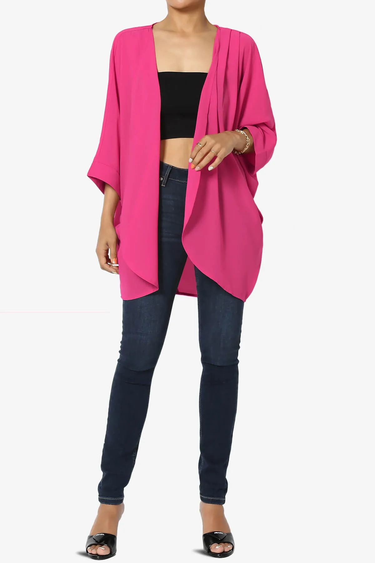 Blivia Pleated Kimono Chiffon Cardigan