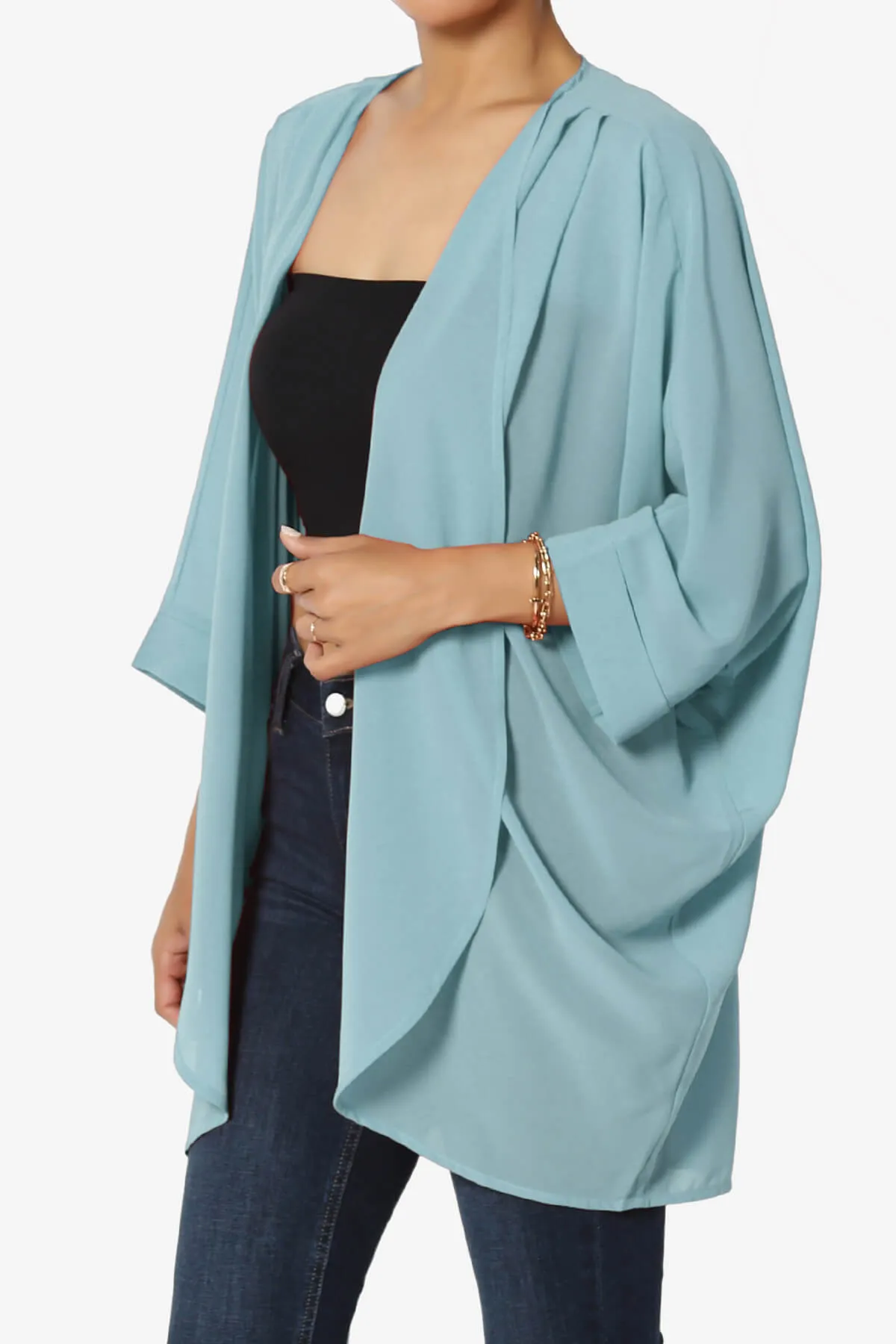 Blivia Pleated Kimono Chiffon Cardigan