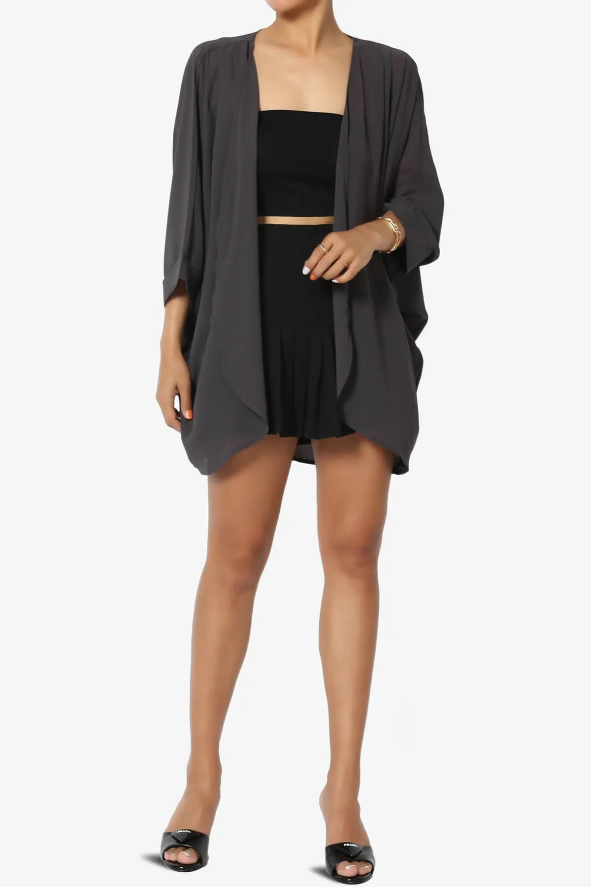 Blivia Pleated Kimono Chiffon Cardigan