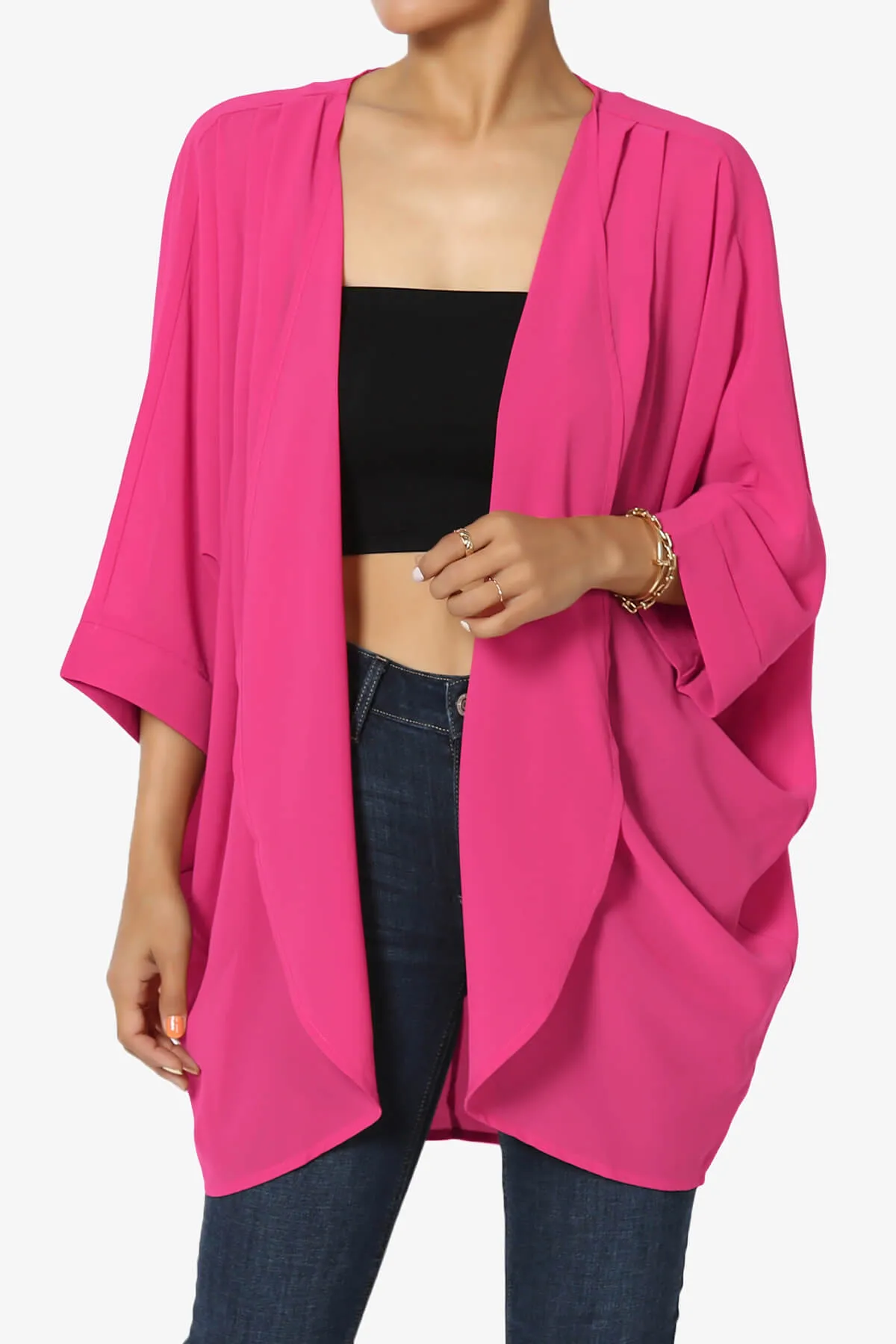 Blivia Pleated Kimono Chiffon Cardigan