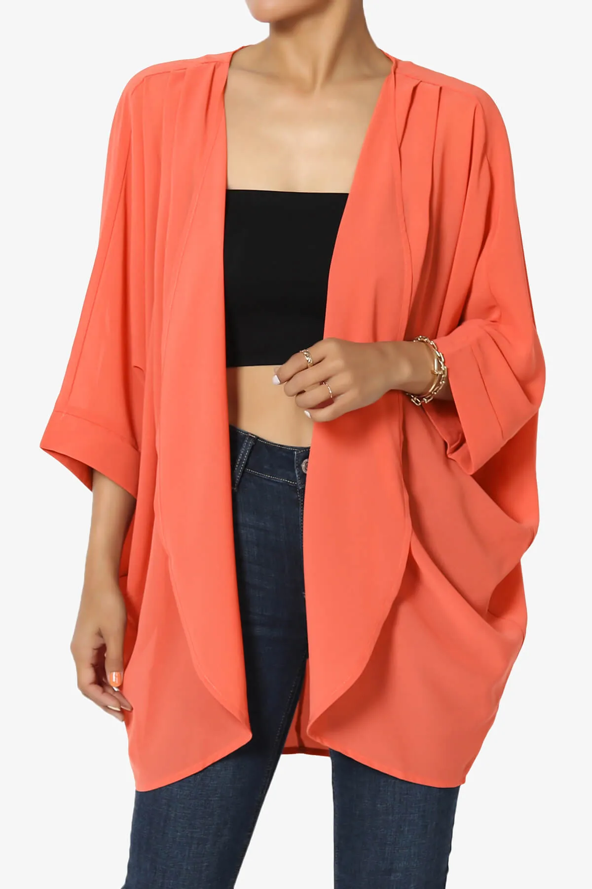 Blivia Pleated Kimono Chiffon Cardigan