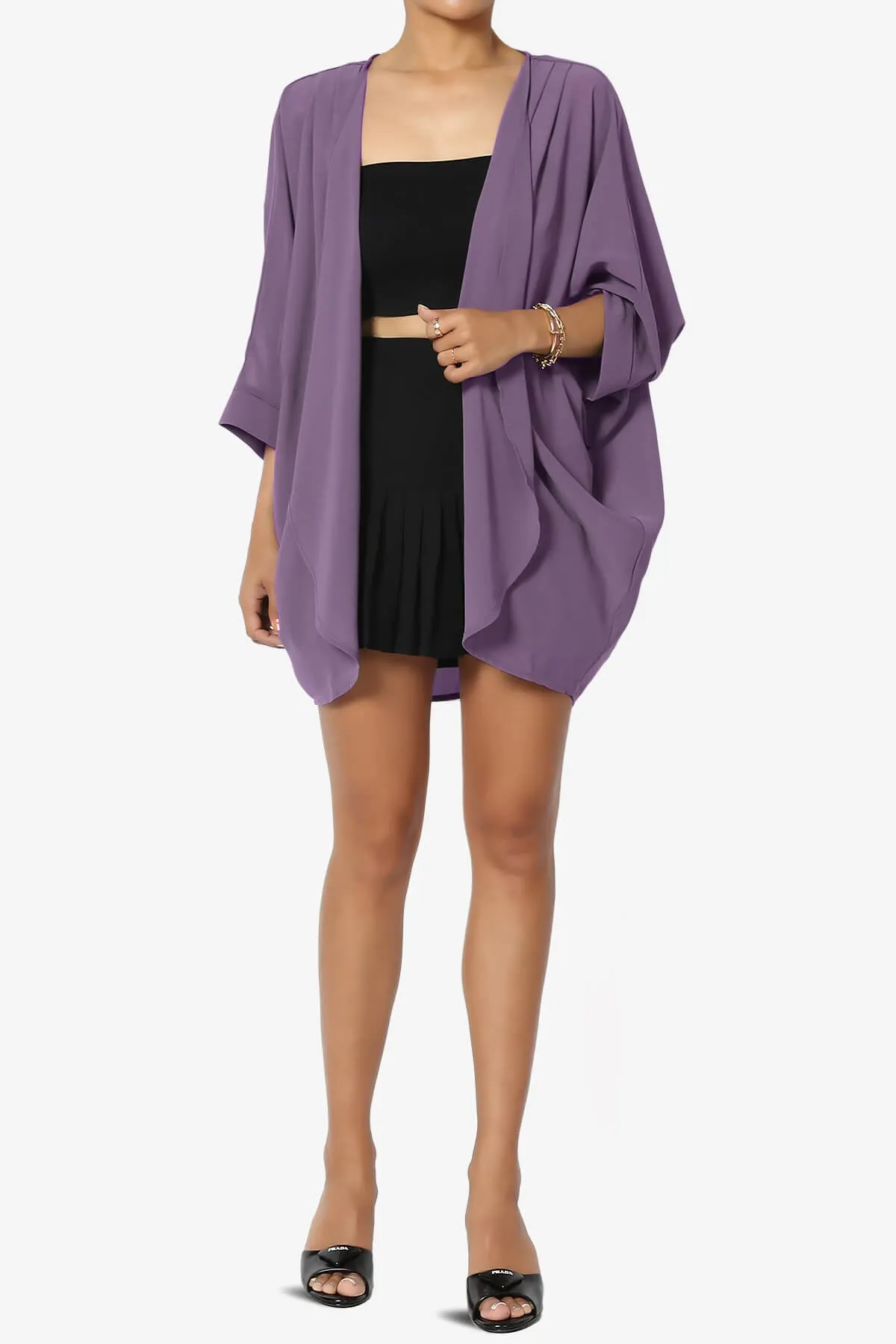 Blivia Pleated Kimono Chiffon Cardigan