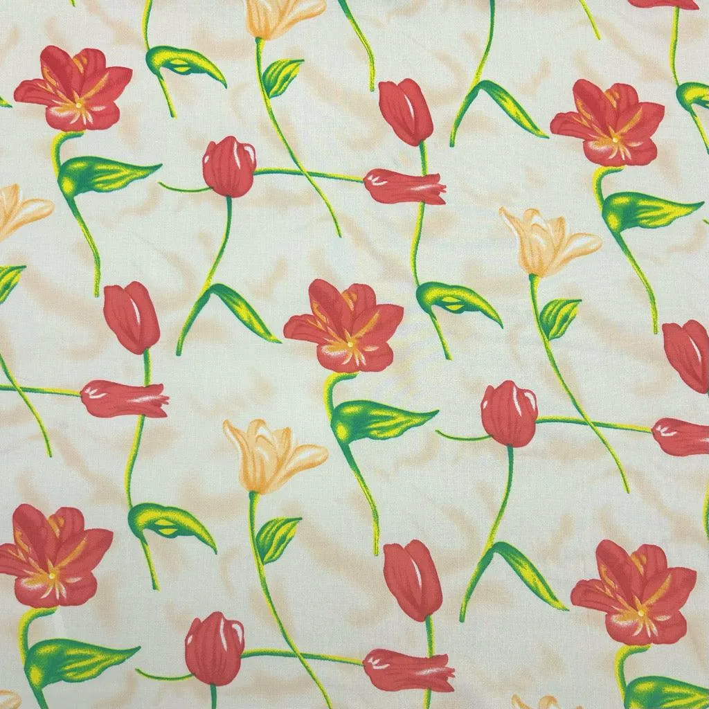 Blooming Roses Viscose Challis Fabric