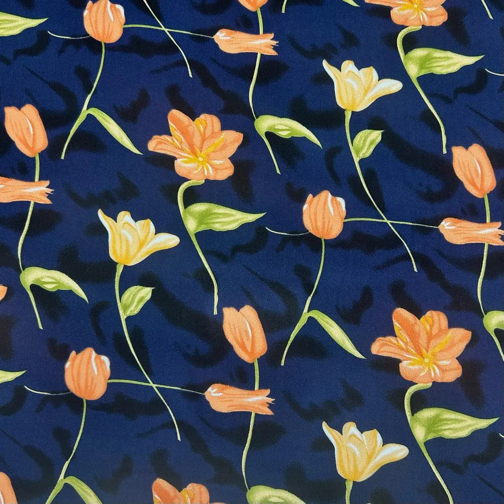 Blooming Roses Viscose Challis Fabric