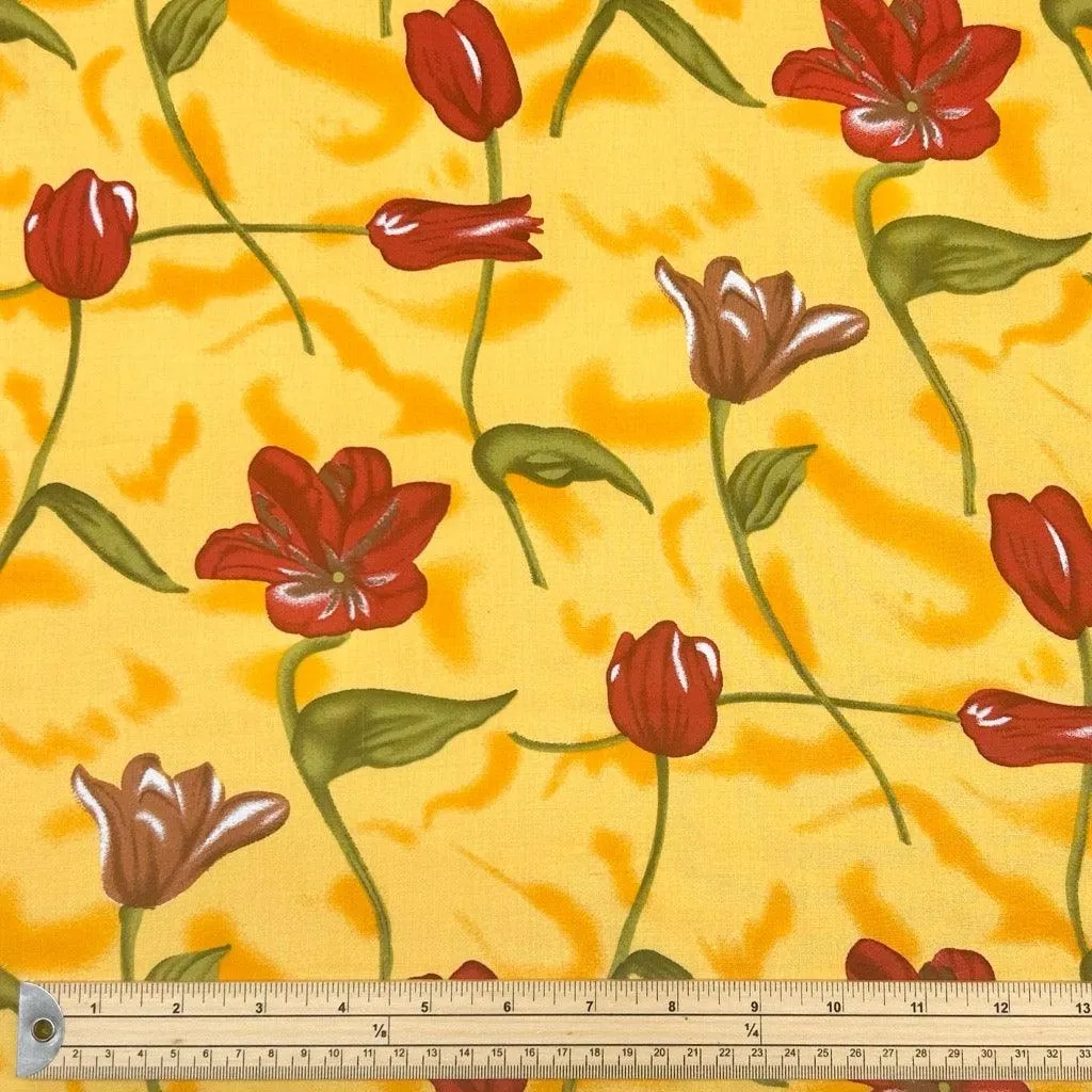 Blooming Roses Viscose Challis Fabric