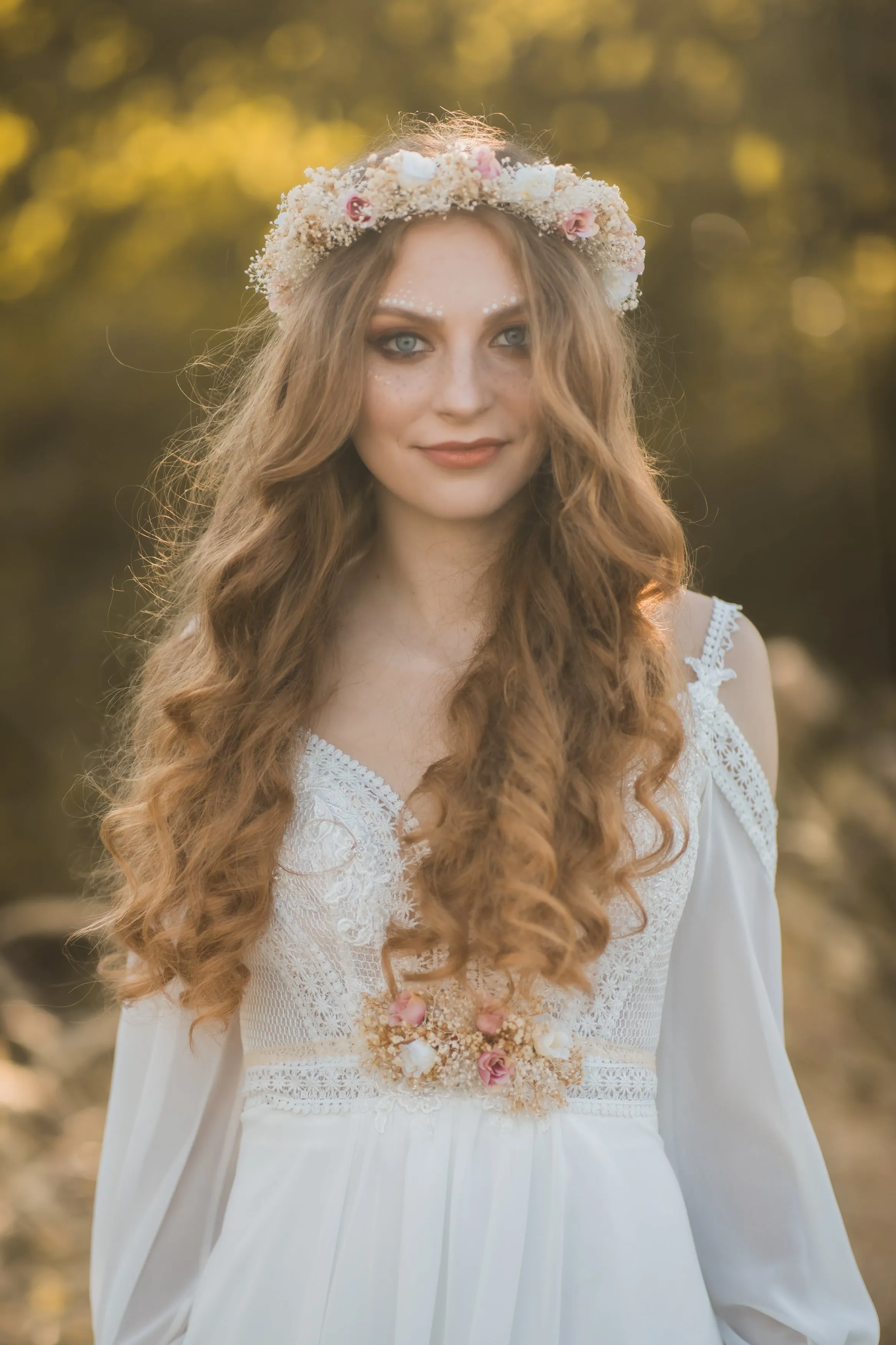 Blush and ivory sash with lace