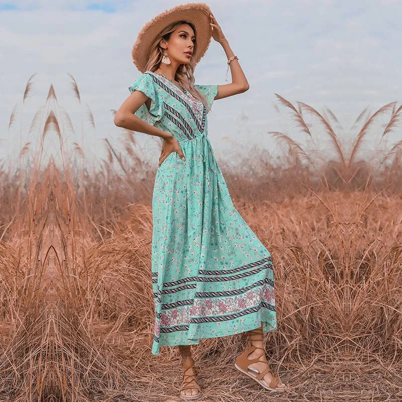 BOHO FROCK WITH RUFFLED SLEEVES_CWDMD1955