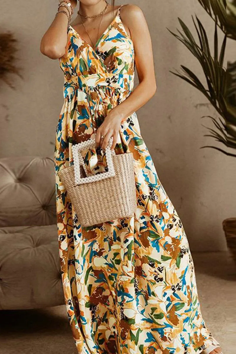 Boho Style Sleeveless Trendy Print Maxi Dress