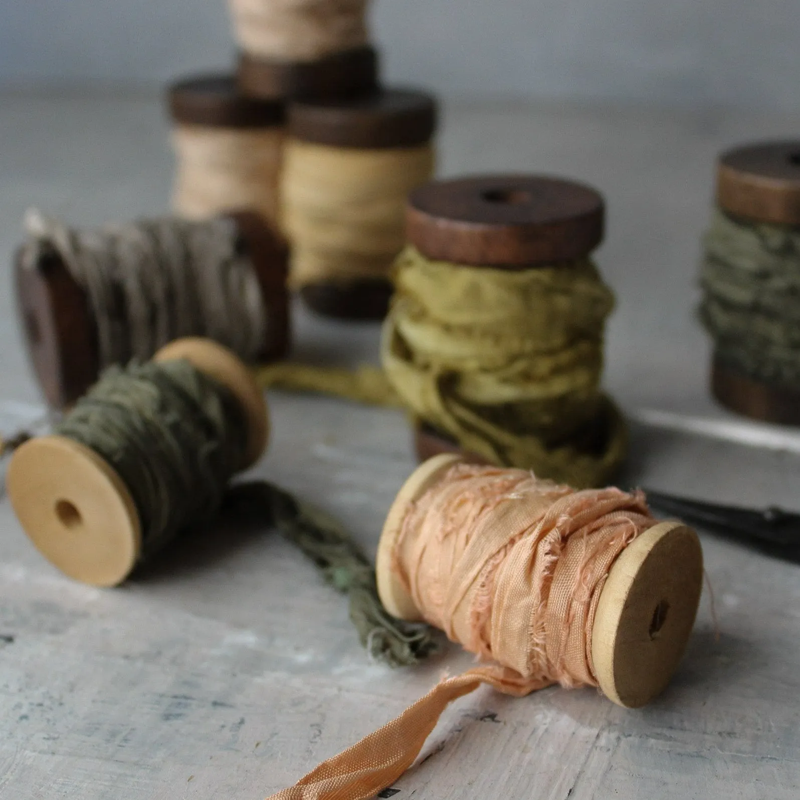 Botanical Dye Silk Ribbon Bobbins