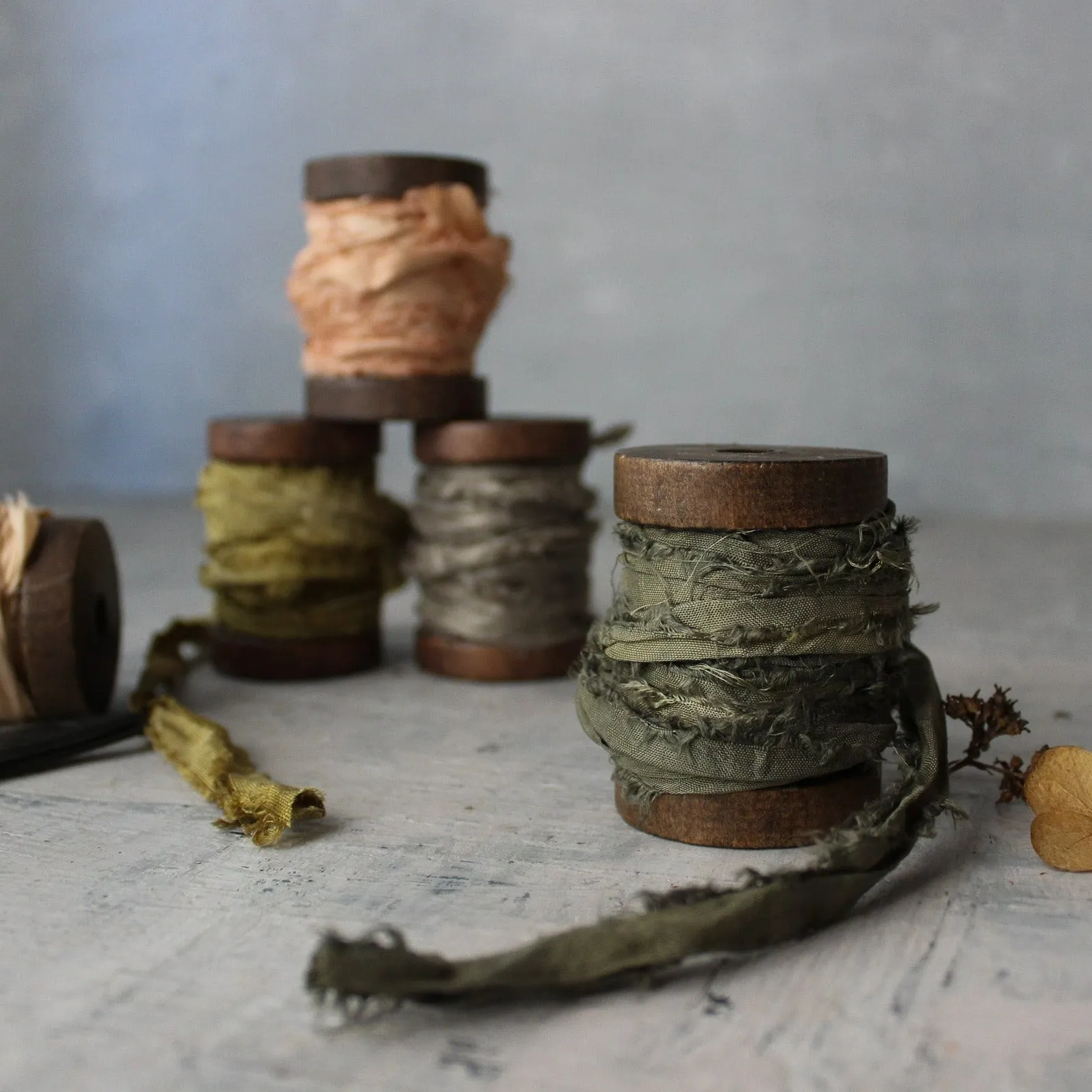 Botanical Dye Silk Ribbon Bobbins