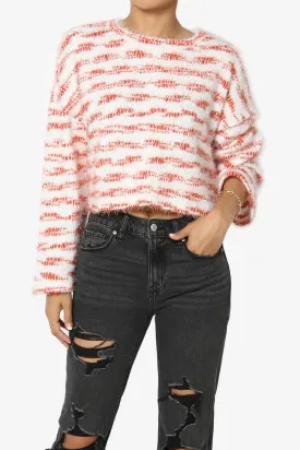 Carrine Fuzzy Stripe Crop Sweater