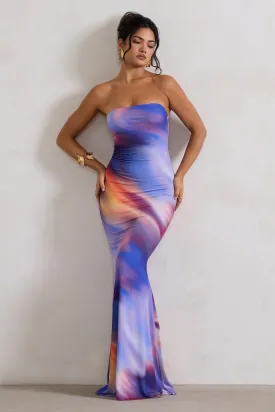 Ceremony | Abstract Print Bandeau Fishtail Maxi Dress