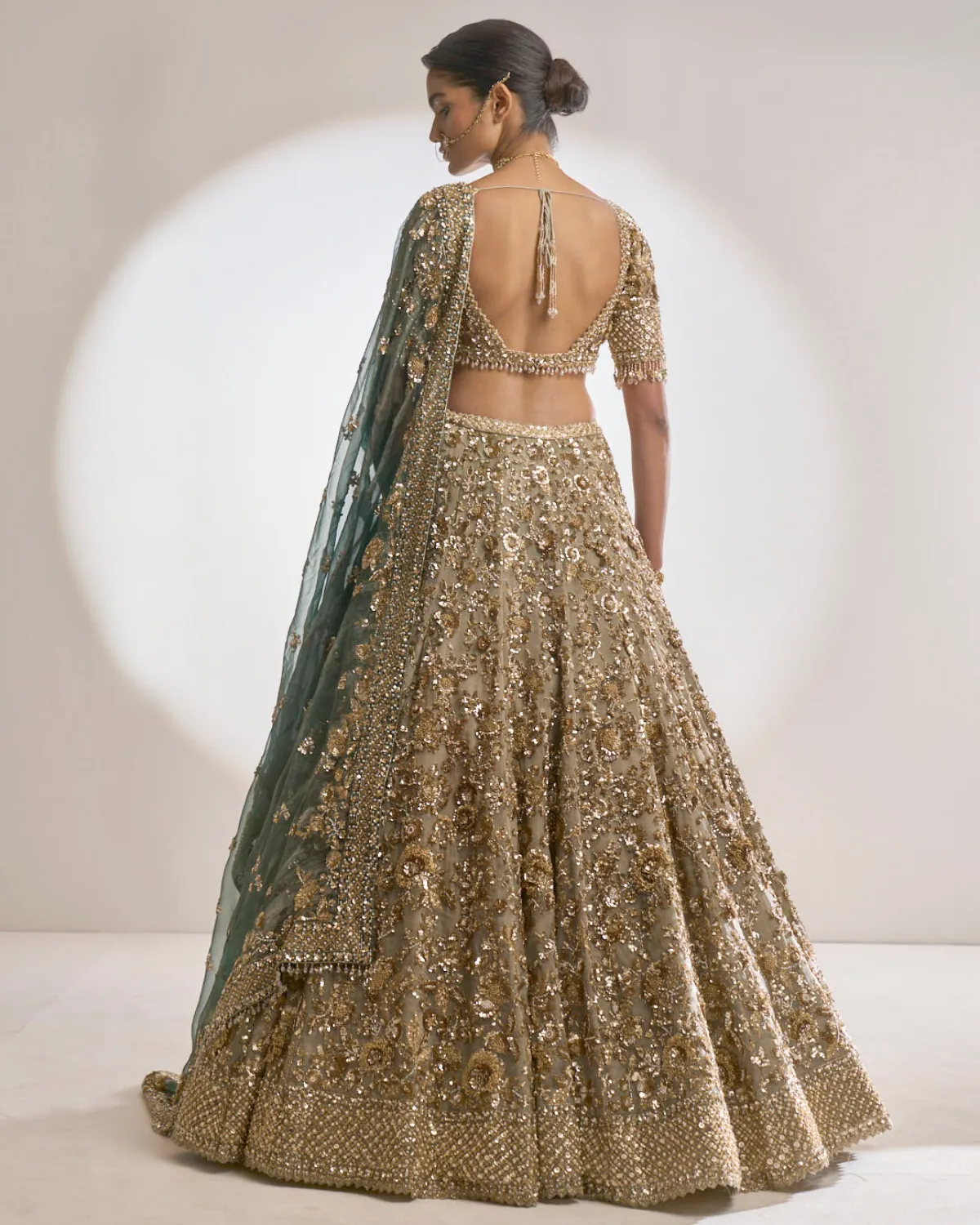 Champagne Zardozi Lehenga Set