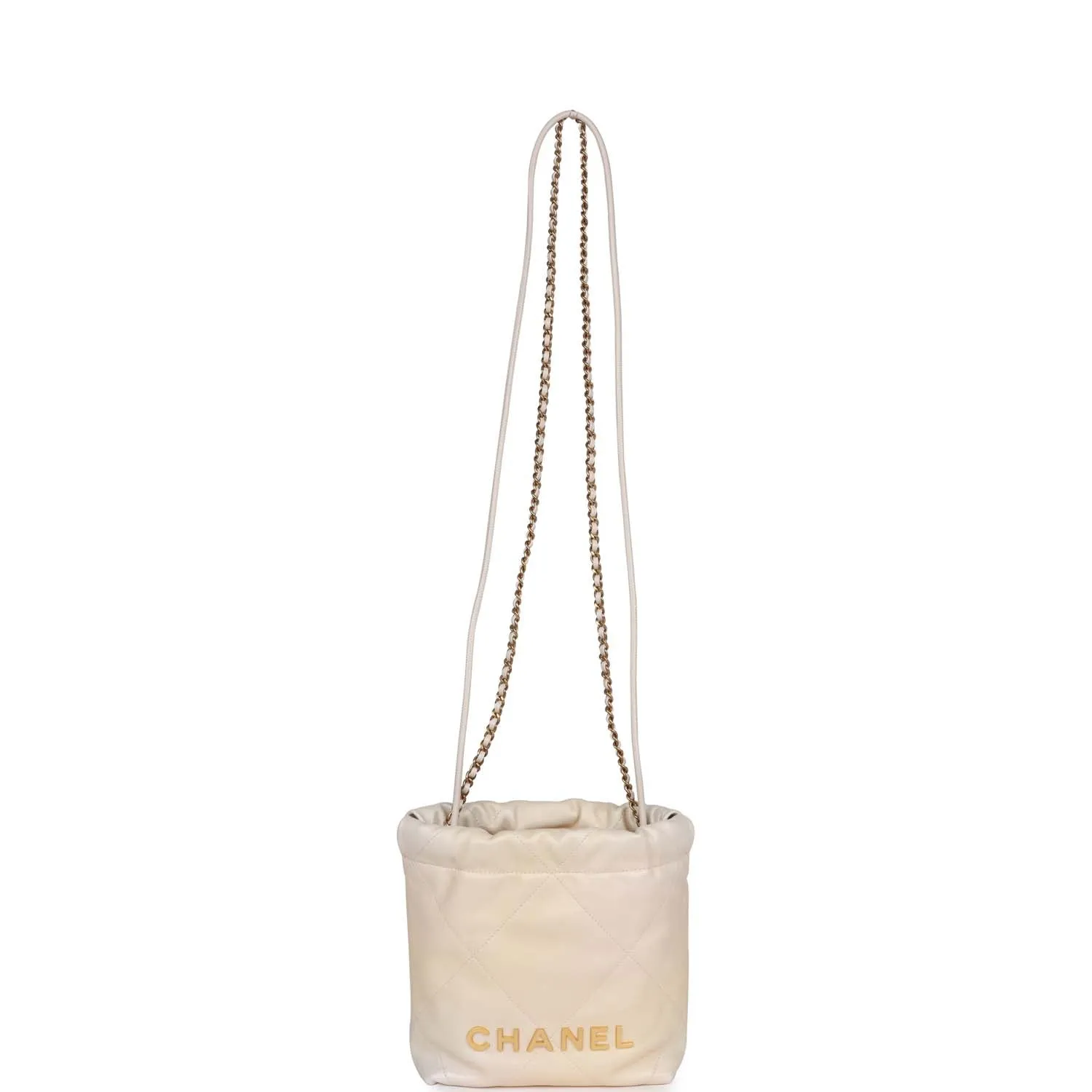 Chanel Mini 22 Bag Champagne Iridescent Calfskin Gold Hardware