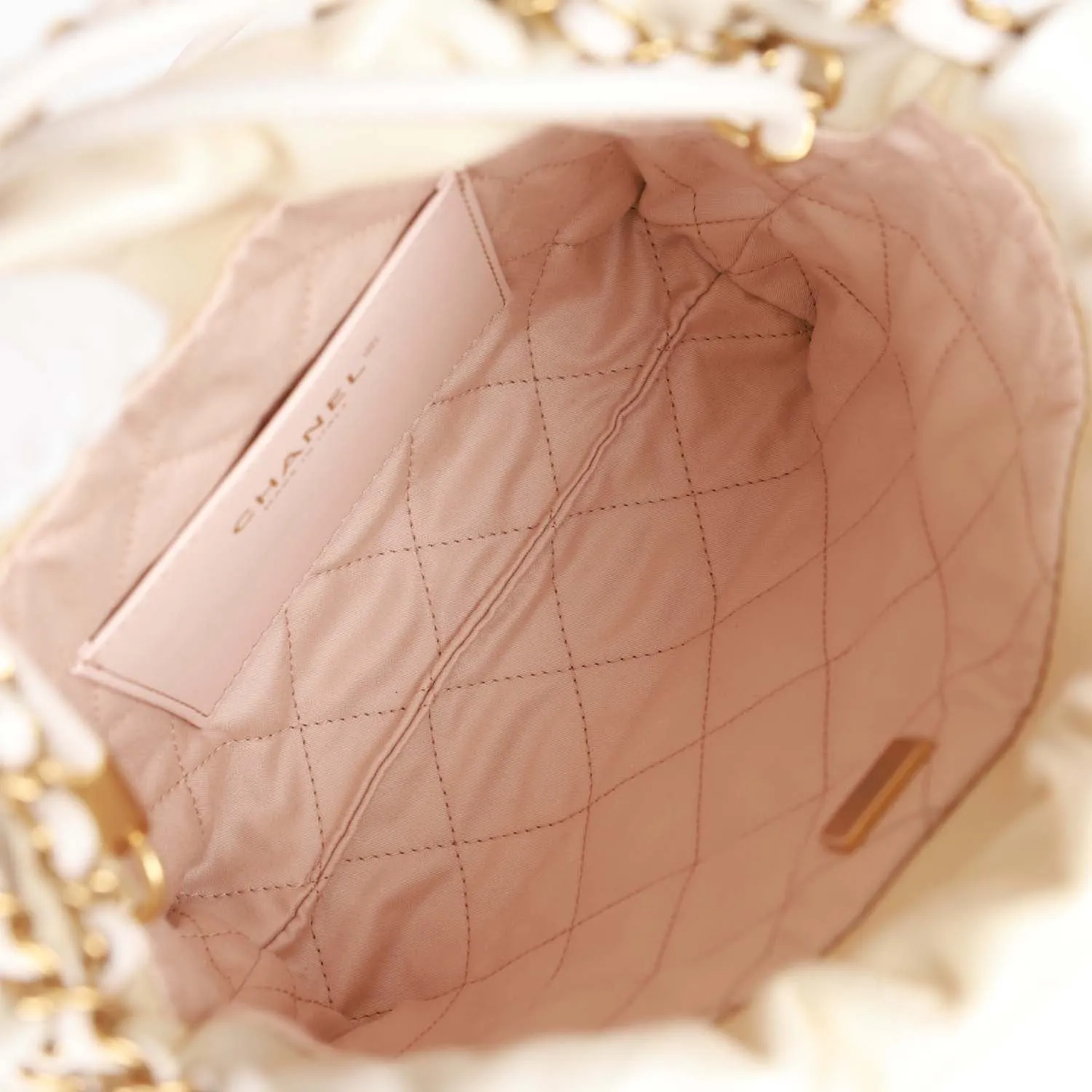 Chanel Mini 22 Bag Champagne Iridescent Calfskin Gold Hardware