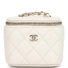 Chanel Mini Square Vanity Case Crossbody Bag Ivory Caviar Light Gold Hardware