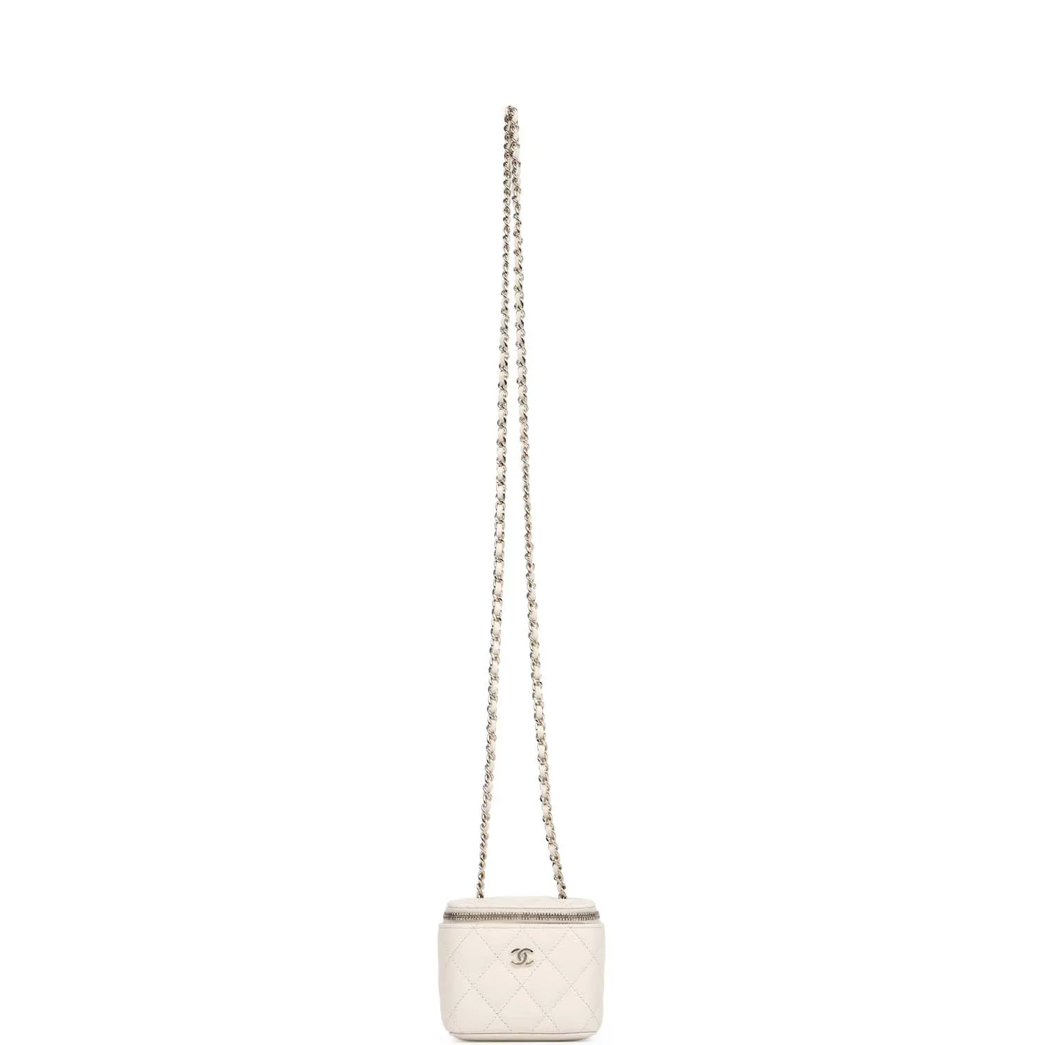 Chanel Mini Square Vanity Case Crossbody Bag Ivory Caviar Light Gold Hardware