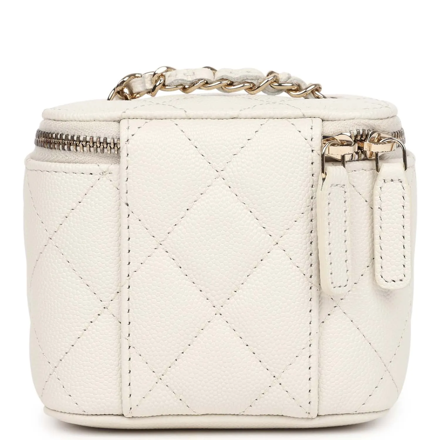 Chanel Mini Square Vanity Case Crossbody Bag Ivory Caviar Light Gold Hardware