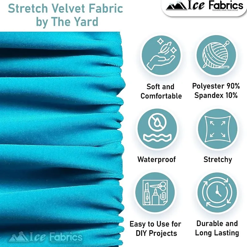 Charcoal Stretch Velvet Fabric Soft and Smooth