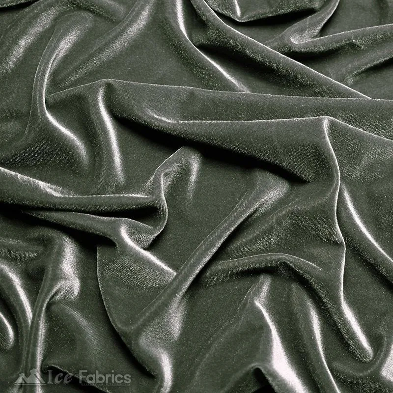 Charcoal Stretch Velvet Fabric Soft and Smooth