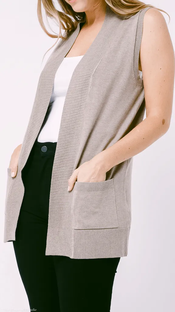 Claire Sleeveless Open Front Cardigan (3 COLORWAYS)