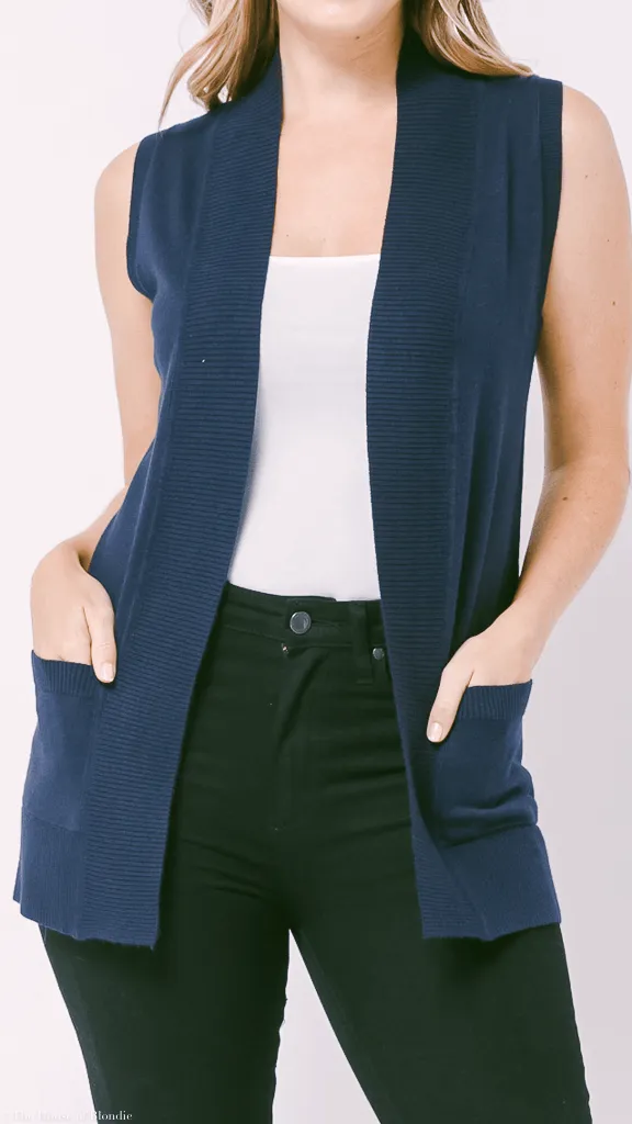 Claire Sleeveless Open Front Cardigan (3 COLORWAYS)