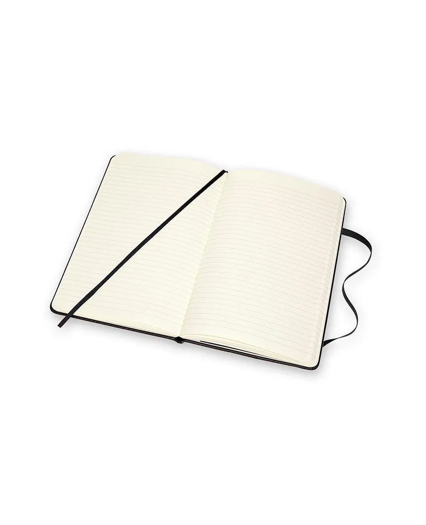 Classic Leather Hard Cover Ruled Notebook Black