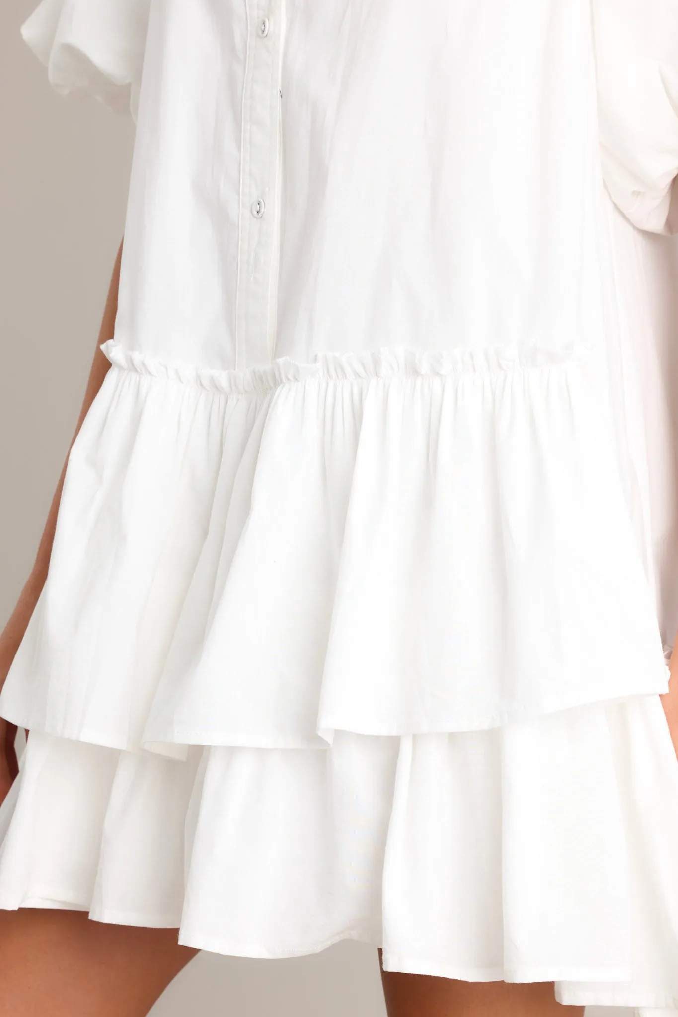 Cloud Dancer White Button Front Mini Dress