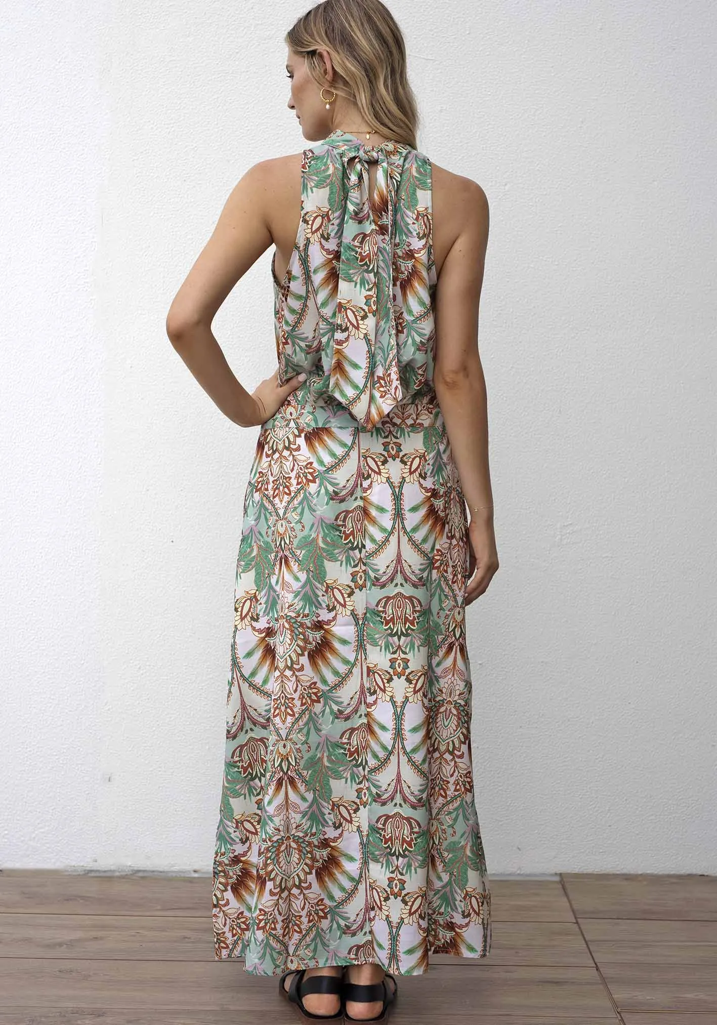 Cocos Palm Print Maxi Skirt Set