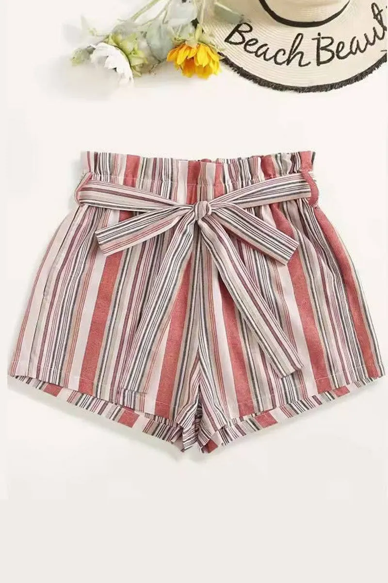 COLOR CONTRAST STRIPED BELT SLACKS_CWBSP0235