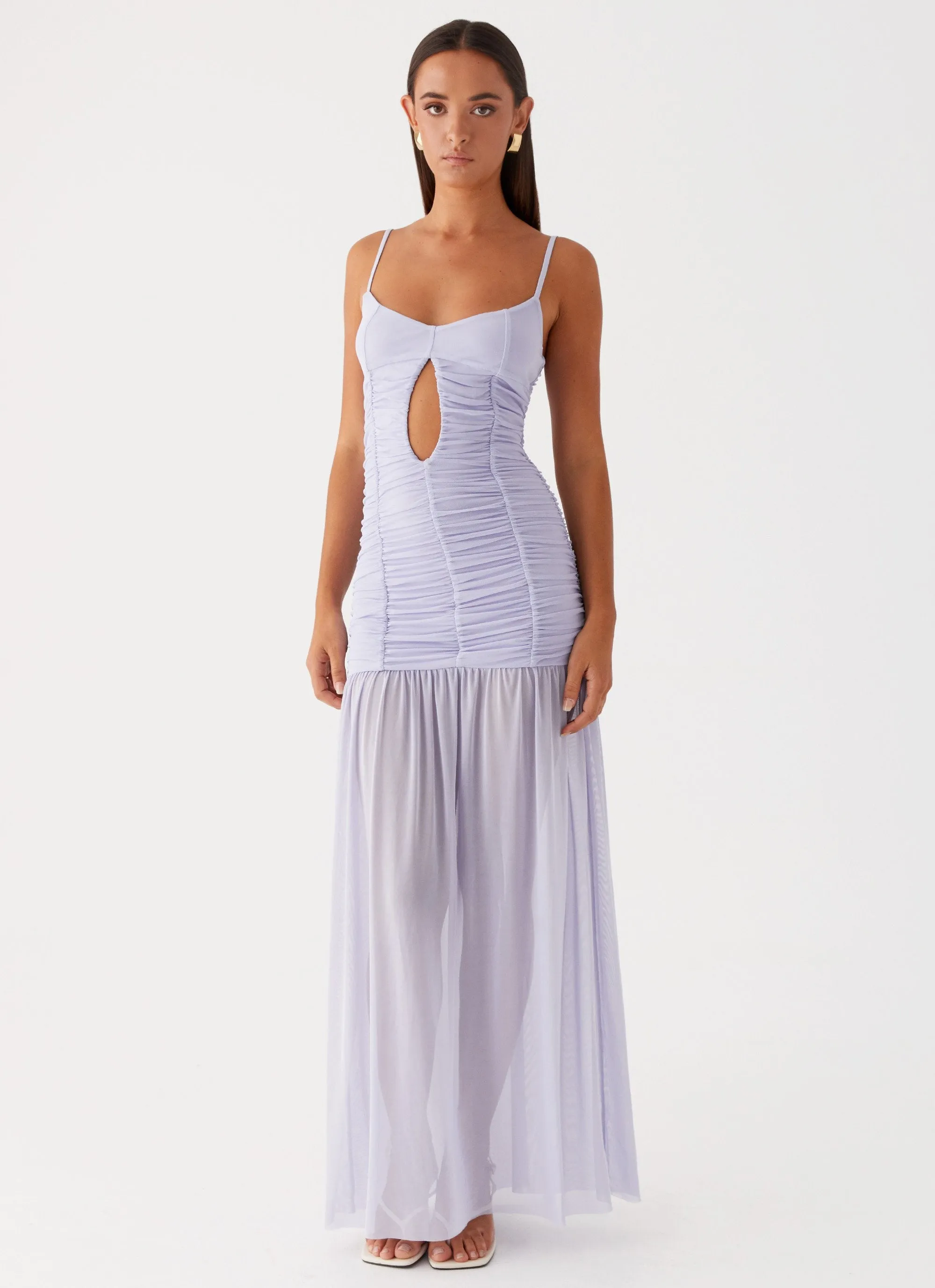 Constance Mesh Maxi Dress - Lavender