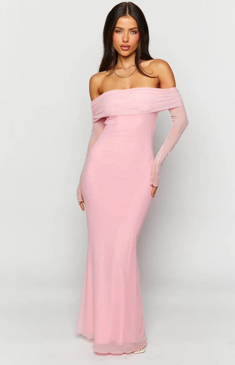 Coraline Pink Long Sleeve Maxi Dress