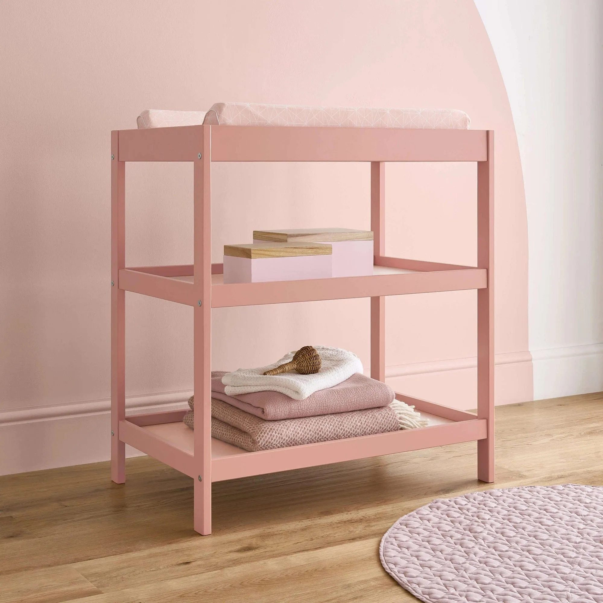 CuddleCo Nola 2pc Set Changer and Cot Bed  - Soft Blush