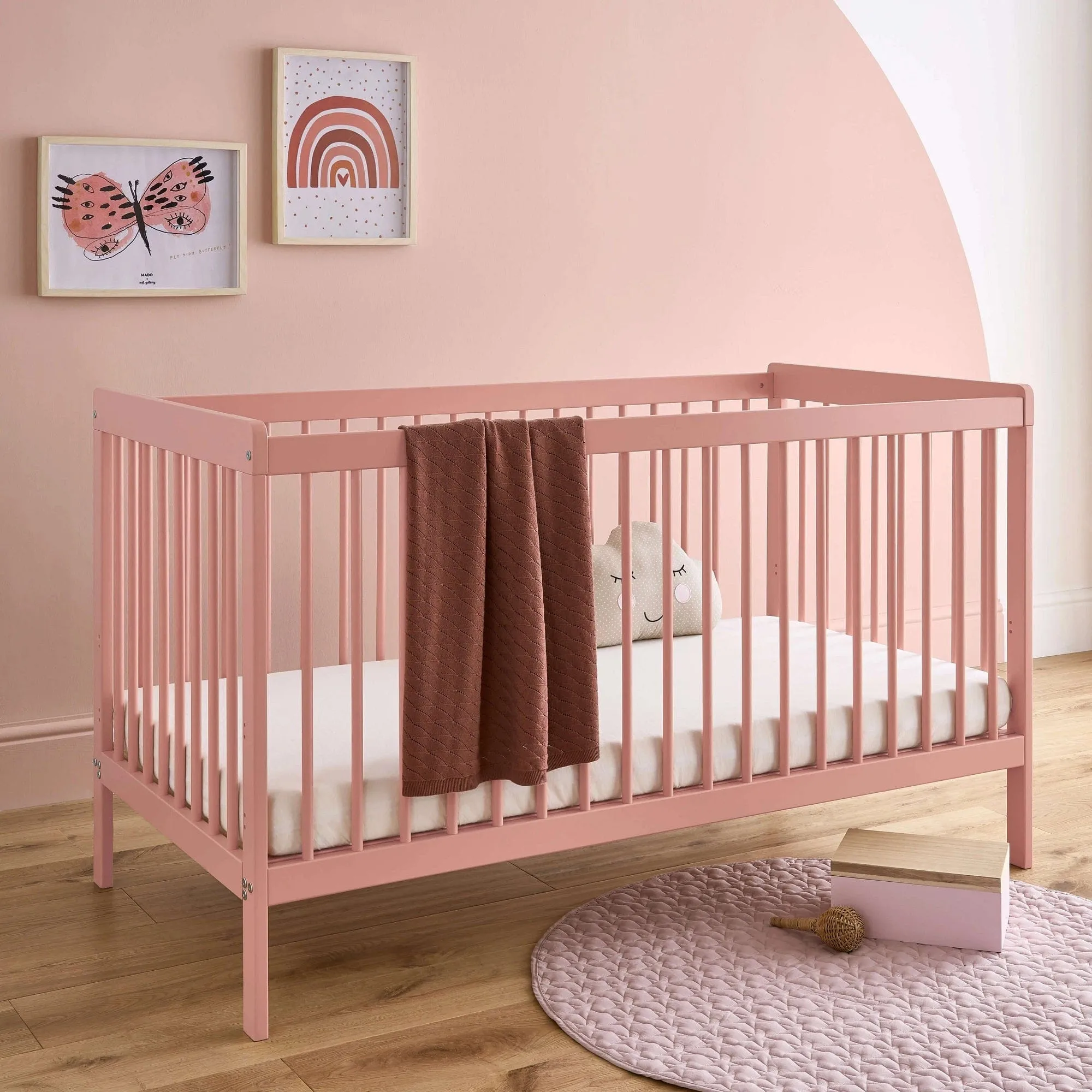 CuddleCo Nola 2pc Set Changer and Cot Bed  - Soft Blush