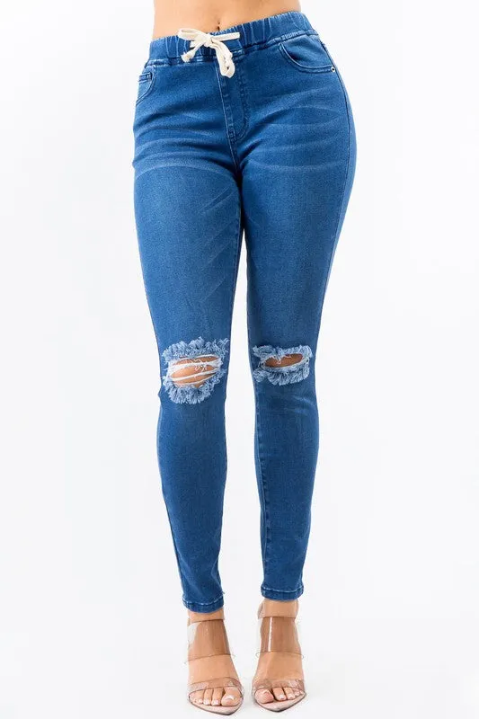 **CURVY GIRL ** BANDED HIGH WAIST SKINNY JEANS