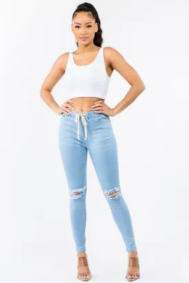 **CURVY GIRL ** BANDED HIGH WAIST SKINNY JEANS