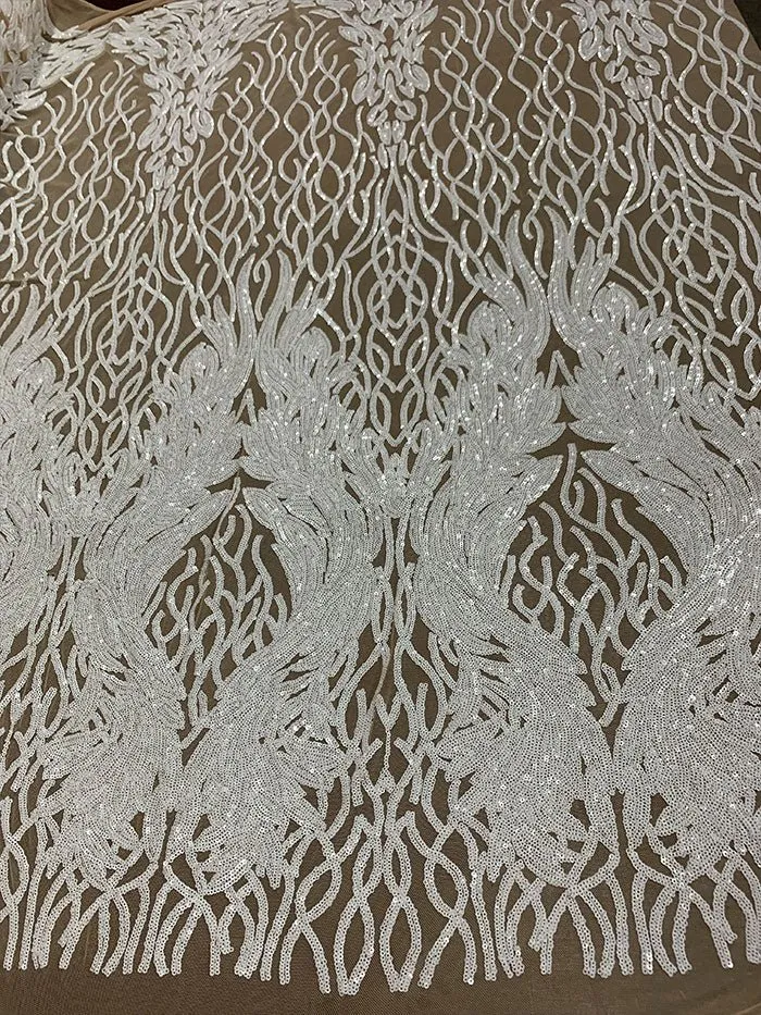 Damask Embroidery Fabric 4 Way Stretch Sequin Luxury Fabric