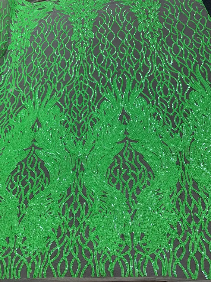 Damask Embroidery Fabric 4 Way Stretch Sequin Luxury Fabric