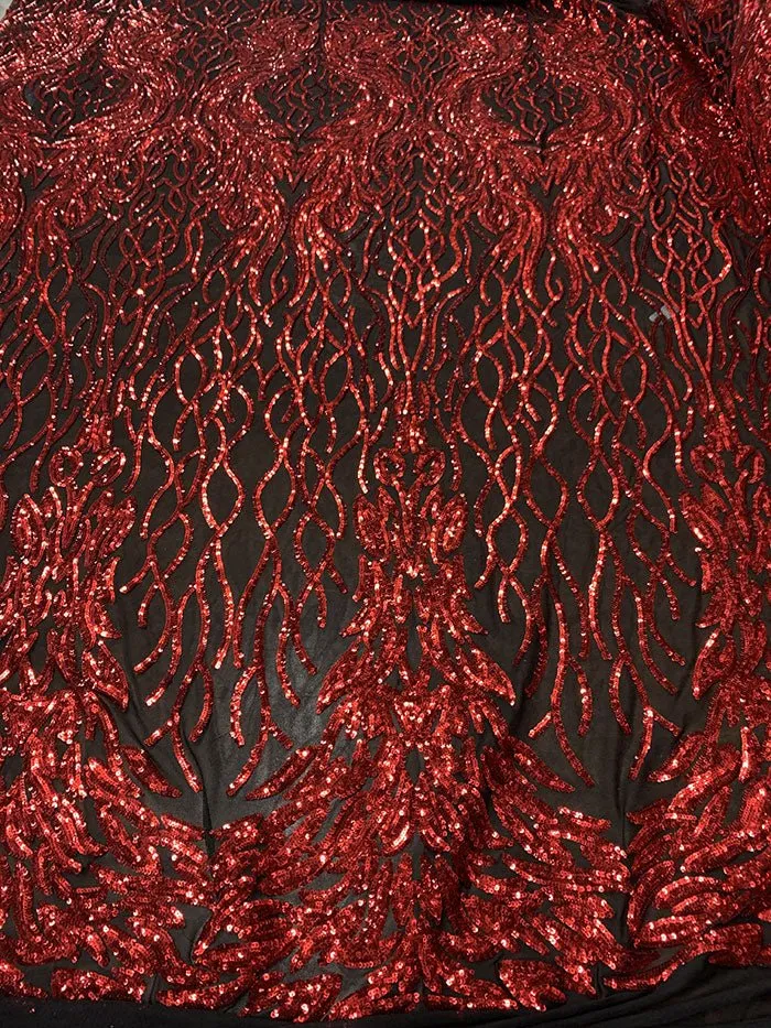 Damask Embroidery Fabric 4 Way Stretch Sequin Luxury Fabric