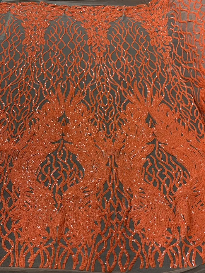 Damask Embroidery Fabric 4 Way Stretch Sequin Luxury Fabric