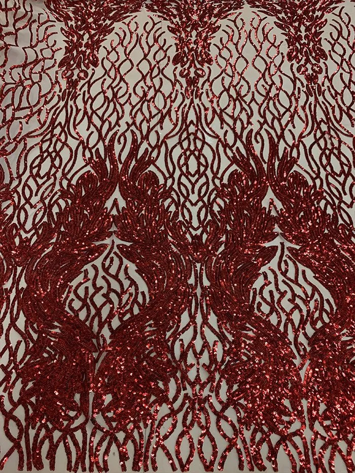 Damask Embroidery Fabric 4 Way Stretch Sequin Luxury Fabric