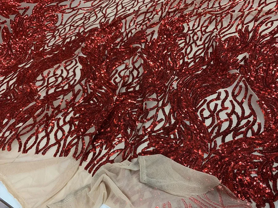 Damask Embroidery Fabric 4 Way Stretch Sequin Luxury Fabric