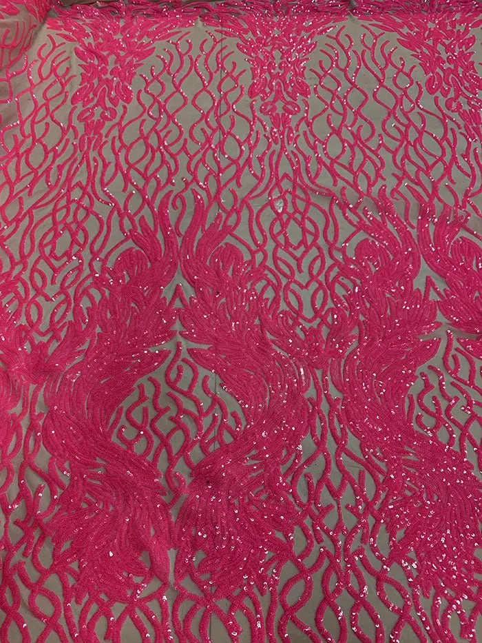 Damask Embroidery Fabric 4 Way Stretch Sequin Luxury Fabric