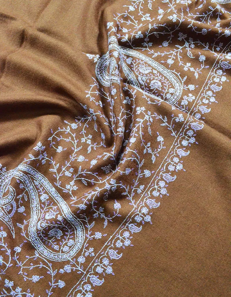 dark brown Embroidery Pashmina Stole 7820