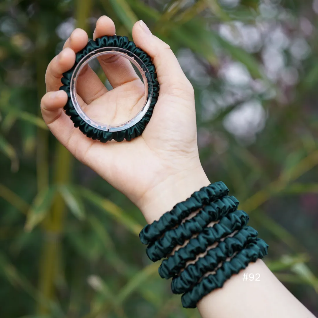 Deep green silk scrunchies mini