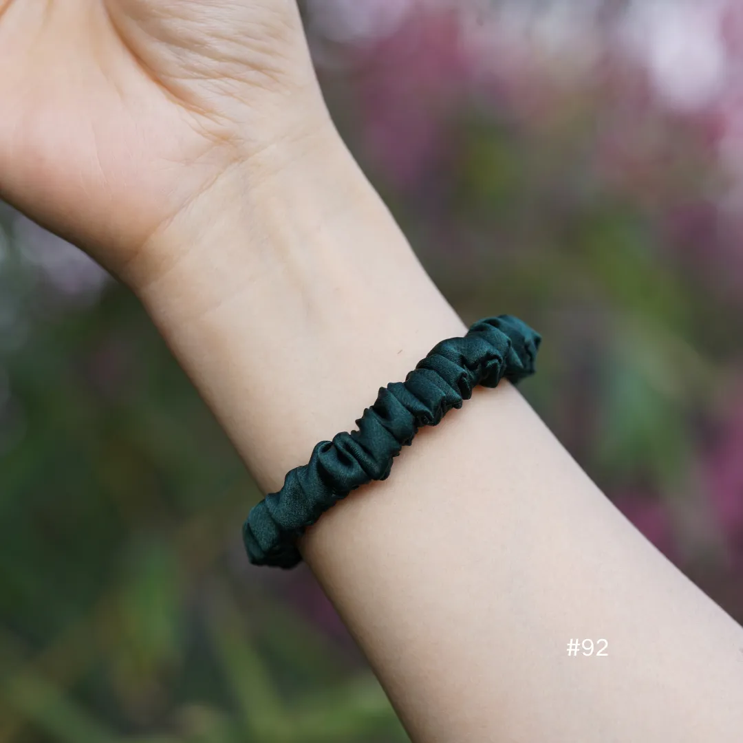 Deep green silk scrunchies mini