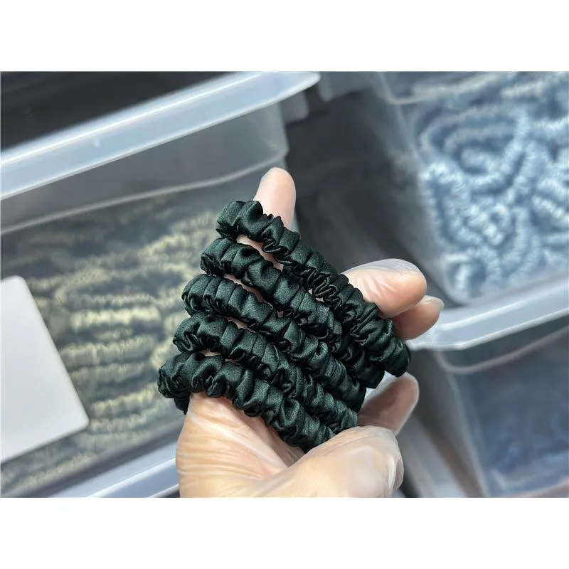 Deep green silk scrunchies mini