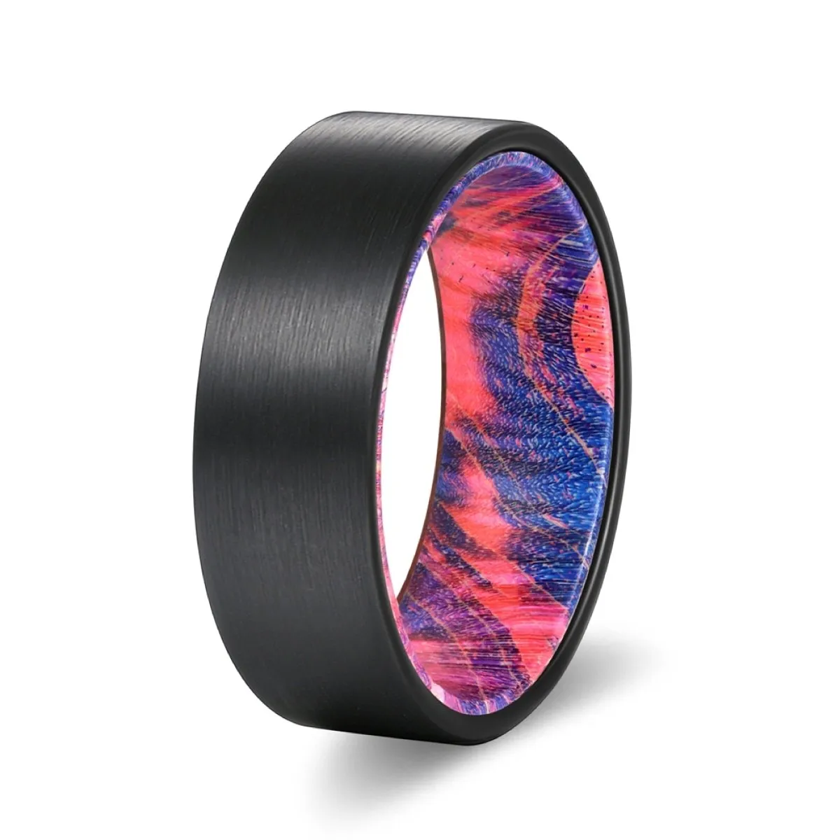 DESTROYER | Blue and Red Wood, Black Flat Brushed Tungsten