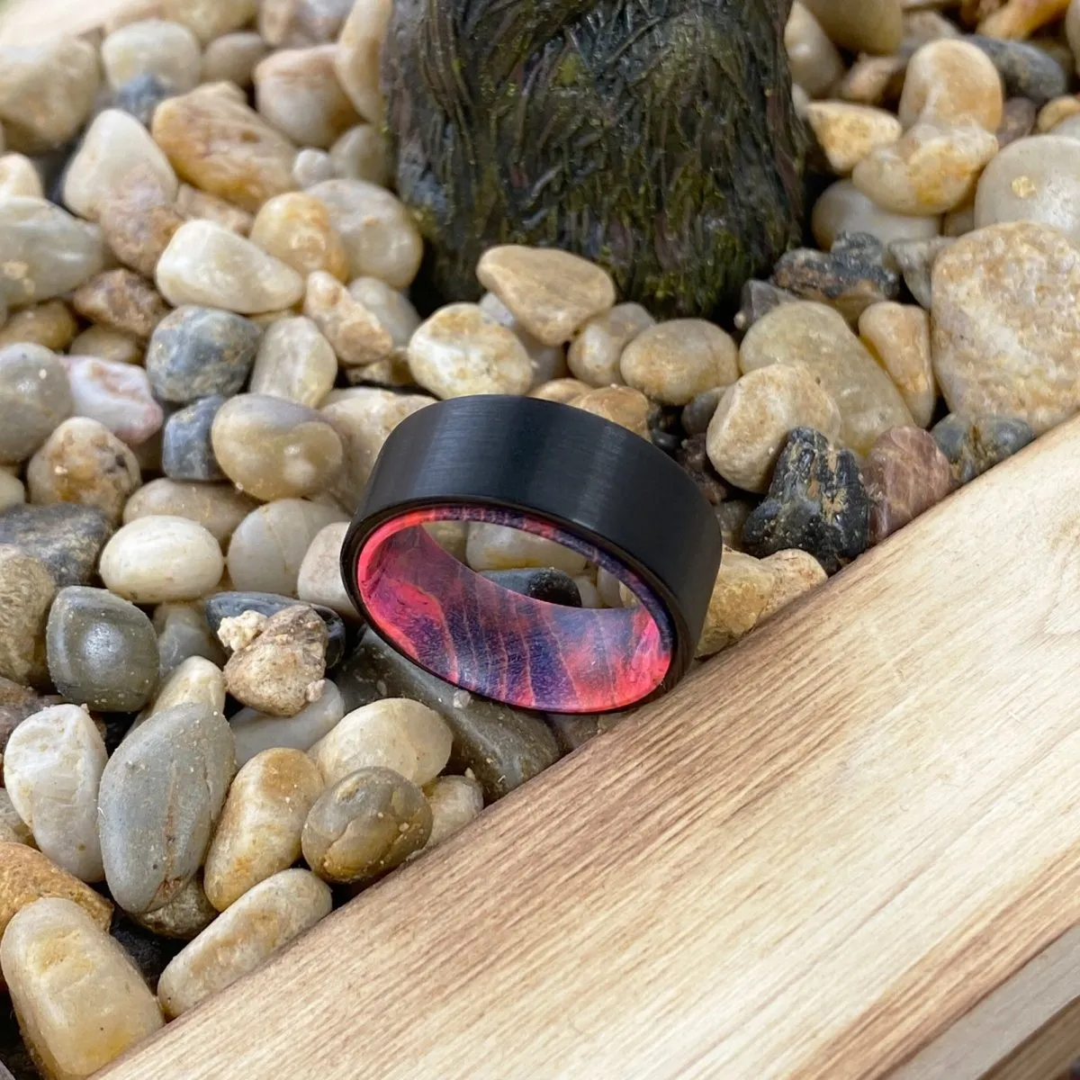 DESTROYER | Blue and Red Wood, Black Flat Brushed Tungsten